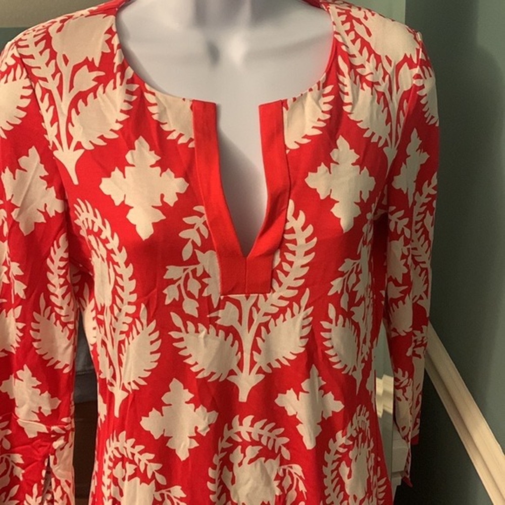 Red and White DVF dress